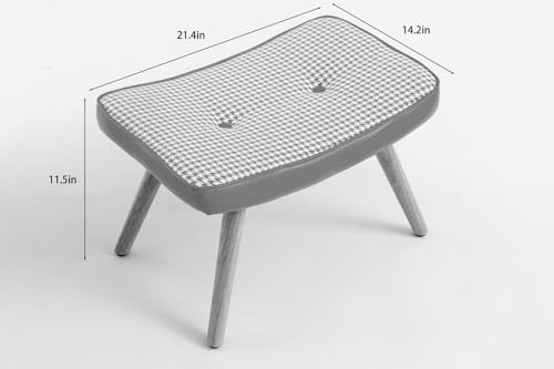 Indoor Accent Rocking Chairs, Cotton Cloth Leather Fabric Upholstered Wingback Glider Rocker Armchair with Headrest and Solid Wood Base for Living Room Bedroom Balcony, Orange