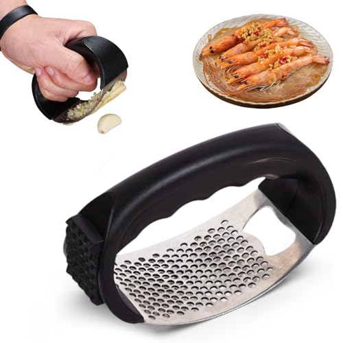 2024 New Kitchen Garlic Presser, Stainless Steel Garlic Presser Garlic Press Rocker Heavy Duty Garlic Mincer Garlic Chopper, Garlic Mincer Crusher Kitchen Gadgets for Smash Garlic (1PC)