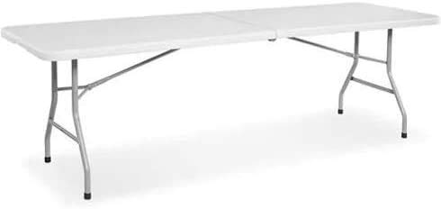 Folding Utility Table, 8ft Fold-in-Half Portable Plastic Picnic Party Dining Camp Table…8' Folding Table Portable Plastic Indoor Outdoor Picnic Party Dining Camp Tables