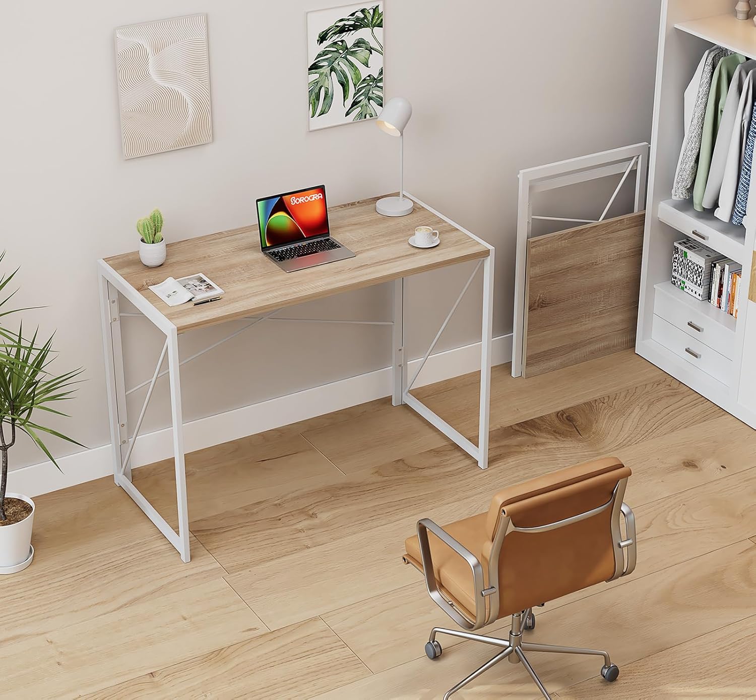 Coavas 31.5 inch Folding Desk No Assembly Required, SOROGRA Folding Desk, Small Foldable Desk 39.4 Inch for Small Space