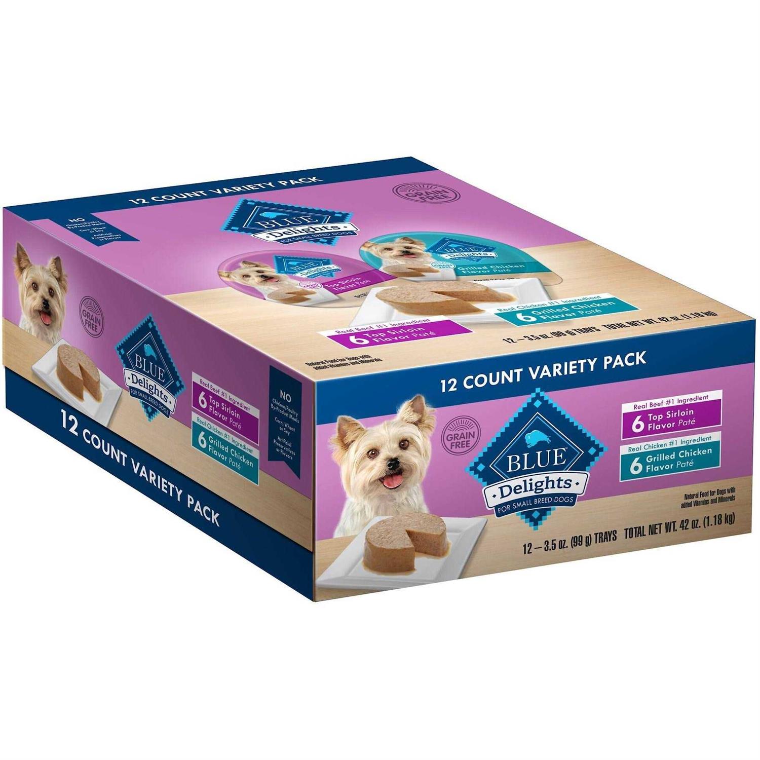 Blue Buffalo Divine Delights Pate Variety Pack Top Sirloin & Grilled Chicken Flavor Dog Food Trays - Pet Supplies online store