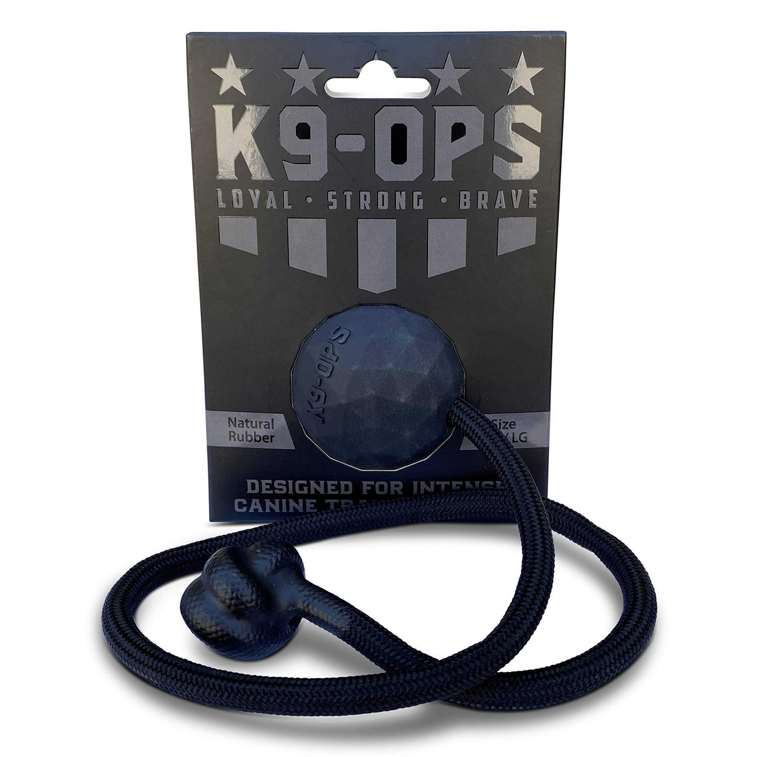 K9 Ops Dog Ball on a Rope moki Tug Toy Solid Rubber Fetch Training Reward - Pet Supplies online store