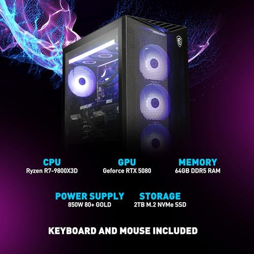 MSI Aegis Z2 Gaming Desktop (2024): AMD Ryzen R7-7700, Geforce RTX 4060, 16GB DDR5, 1TB m.2 SSD, 80+ Gold PSU, WiFi, Keyboard & Mouse, DIY Friendly, Windows 11 Home: C7NUC-817US