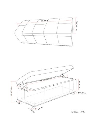 SIMPLIHOME Kingsley 48 inch Wide Transitional Rectangle Lift Top Storage Ottoman in Upholstered Radicchio Red Faux Leather with Large Storage Space for the Living Room, Entryway, Bedroom