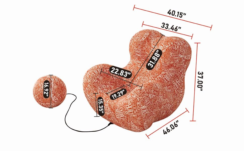 Modern Lazy Sofa Fireside Chair Floor Sofa Italia Minimalist High-Density Foam Floor Couch Upholstered Lazy Couch Bubble Couch for Living Room Bedroom Orange