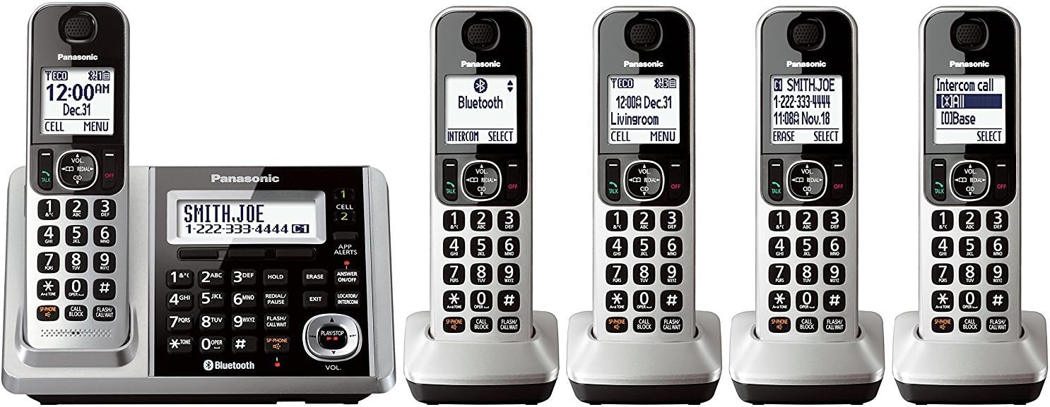 Panasonic KX-TGF375S Link2Cell Bluetooth Cordless Phone and Answering Machine with 5 Handsets (Renewed )