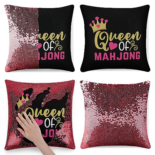 Mahjong Queen Decorative Throw Pillow Covers Square Cushion Protect Case for Sofa Bedroom