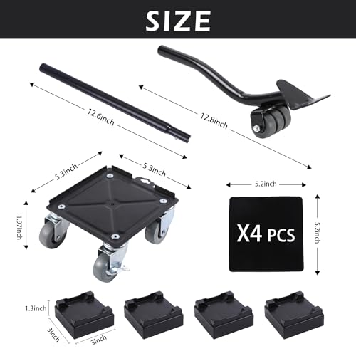 Furniture Dolly,Furniture Mover Pro Set,Furniture Lifter with 4 360° Rotatable Rubber Universal Wheels，Carbon Steel Panel Furniture Movers，Maximum Load 2645LBS.