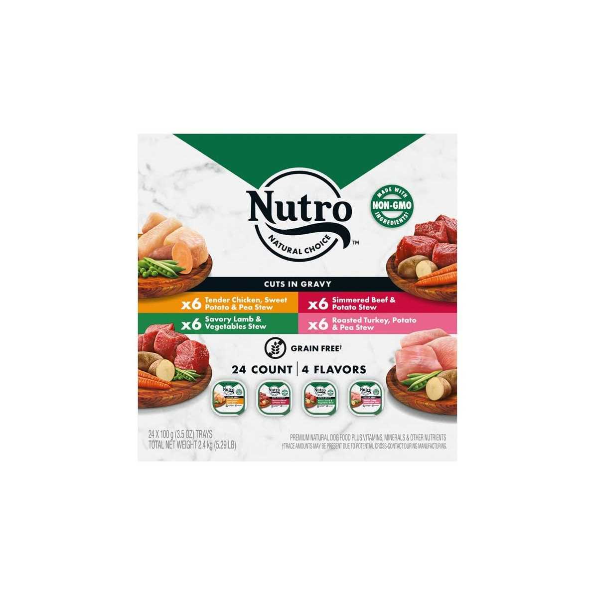 Nutro Grain Free Cuts in Gravy Beef, Lamb, Chicken and Turkey Variety Pack Adult Wet Dog Food - Pet Supplies online store