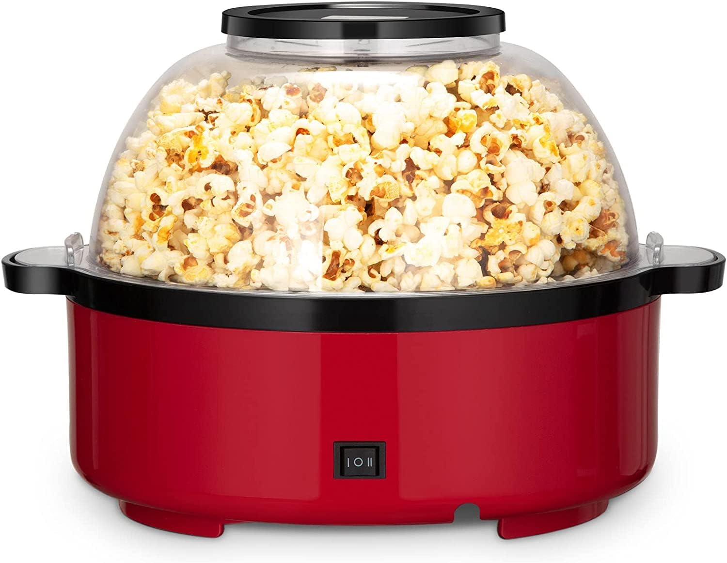 Popcorn Machine Electric Hot Oil Popper, 2-in-1 Automatic Stirring Hot Oil Popcorn Popper Maker & Grill Machine, Large Lid for Serving Bowl, 2 Measuring Spoons, 16-Cup for Home Party
