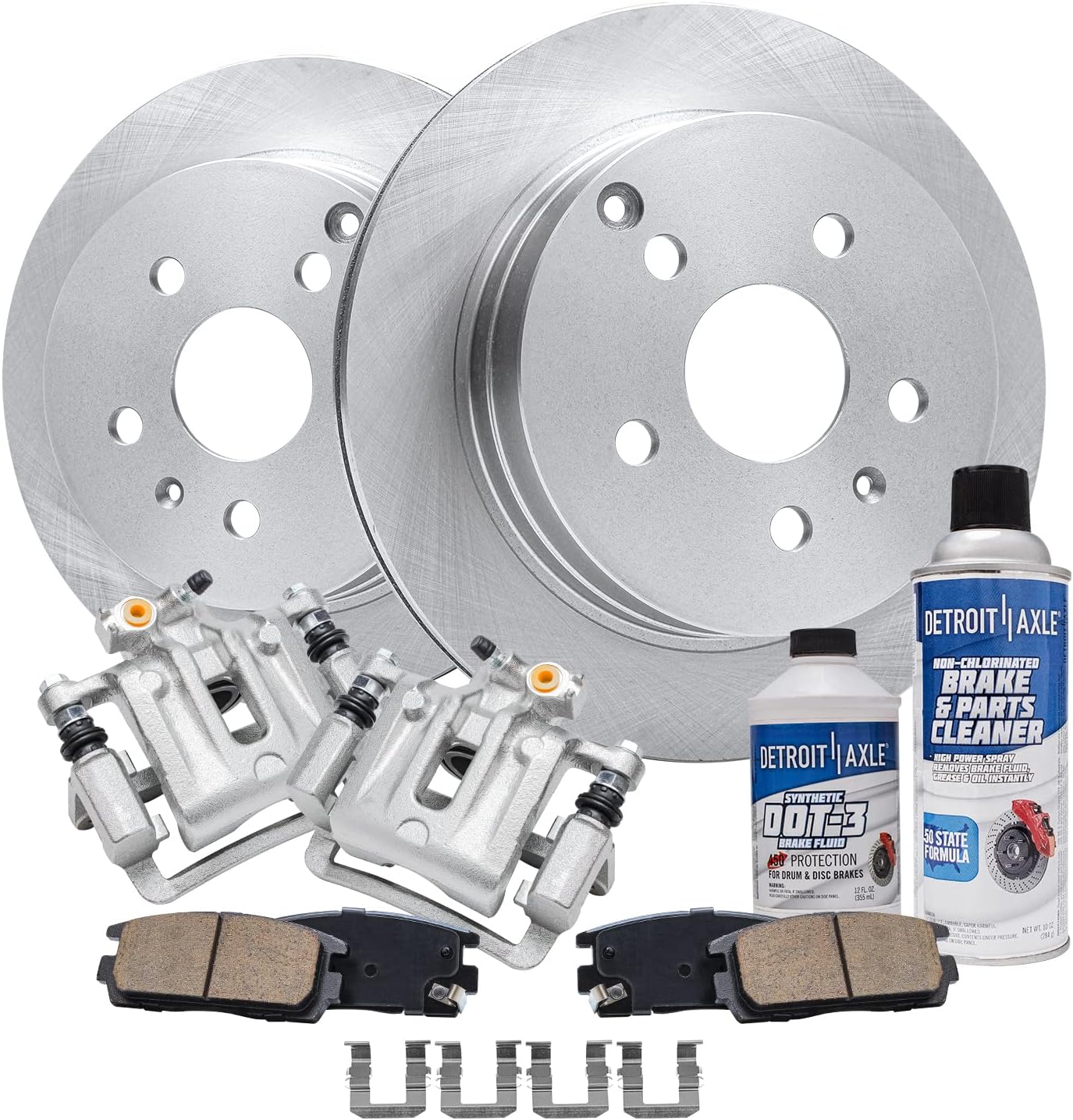 Detroit Axle - Rear Brake Kit for 10-17 Chevrolet Equinox GMC Terrain Disc Brake Rotors Brake Calipers 2010 2011 2012 2013 2014 2015 2016 2017 Ceramic Brakes Pads Replacement