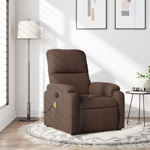Massage Recliner Chair Brown, Fabric,6Point, Massage Recliner Chair with Manual Reclining and Comfortable, Upholstery Armchairs Recliner Sleeper Chairs for Living Room