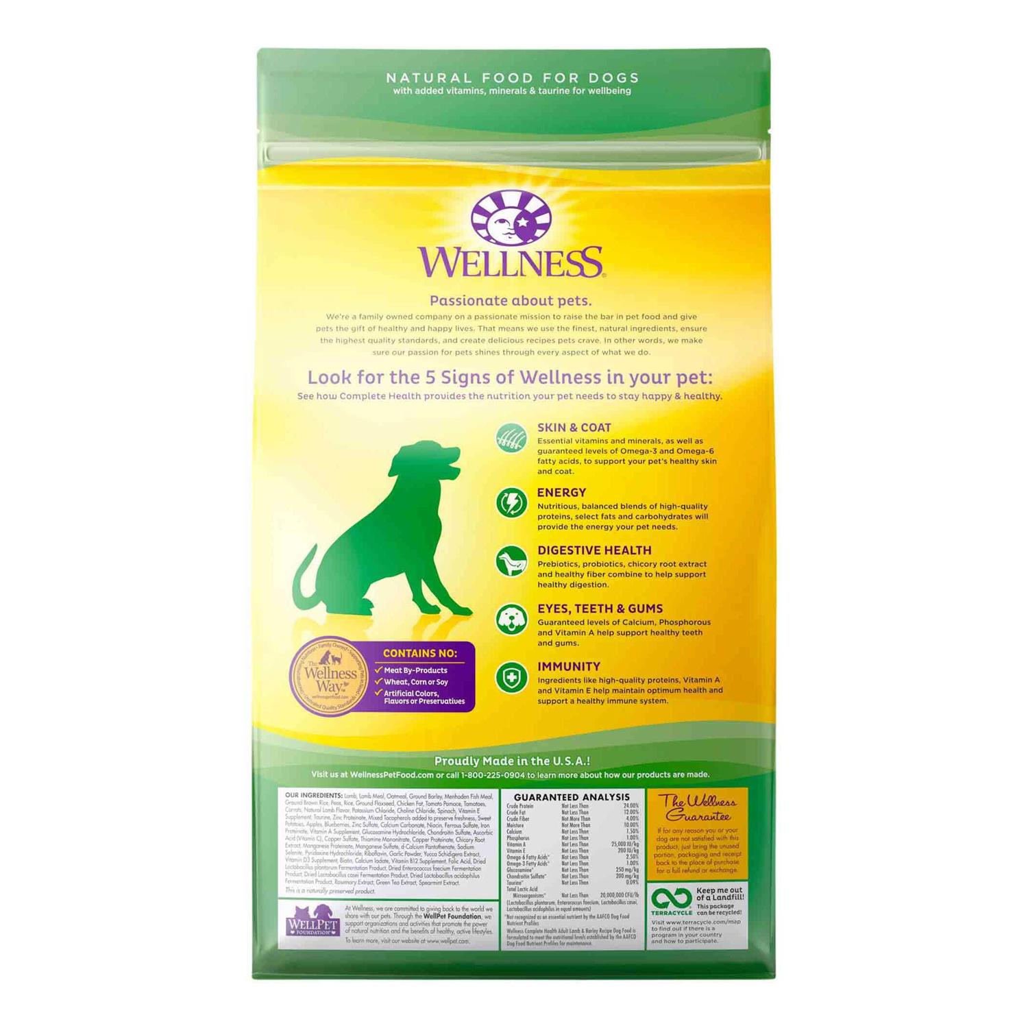 Wellness Complete Health Lamb & Barley Dry Dog Food - Pet Supplies online store