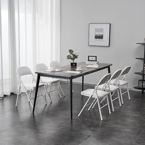 Simpli-Magic Cushion and Back Padded Folding Chairs for Home and Office, 6 Pack, White