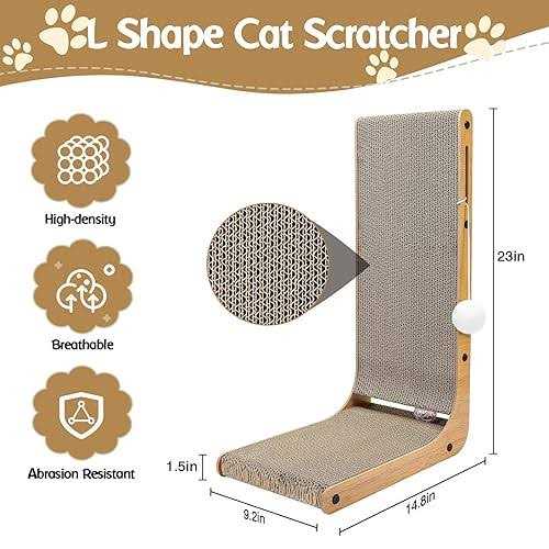 Cat Scratcher, L-Shaped Cat Scratching Pad with Toy Balls, Cat Scratching Board for Indoor Cats and Kittens - Pet Supplies online store