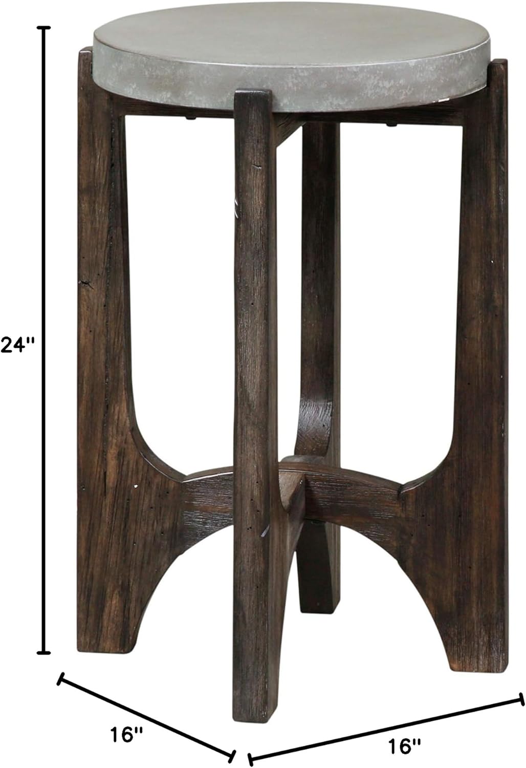 Cascade Chair Side Table, W16 x D16 x H24, Dark Brown