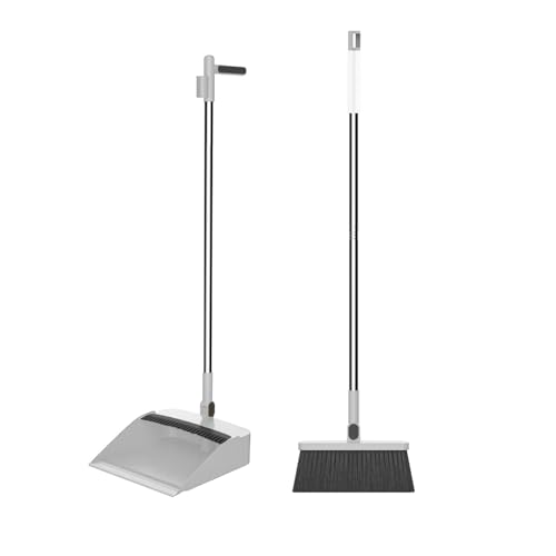 Brooms with Dustpan Combo Set, Brooms and Dustpan Set with 37.8 Inch Long Handle, Scraping Teeth and Scraper, Standing Dustpan and Brooms for Home Bathroom and Kitchen Office #3