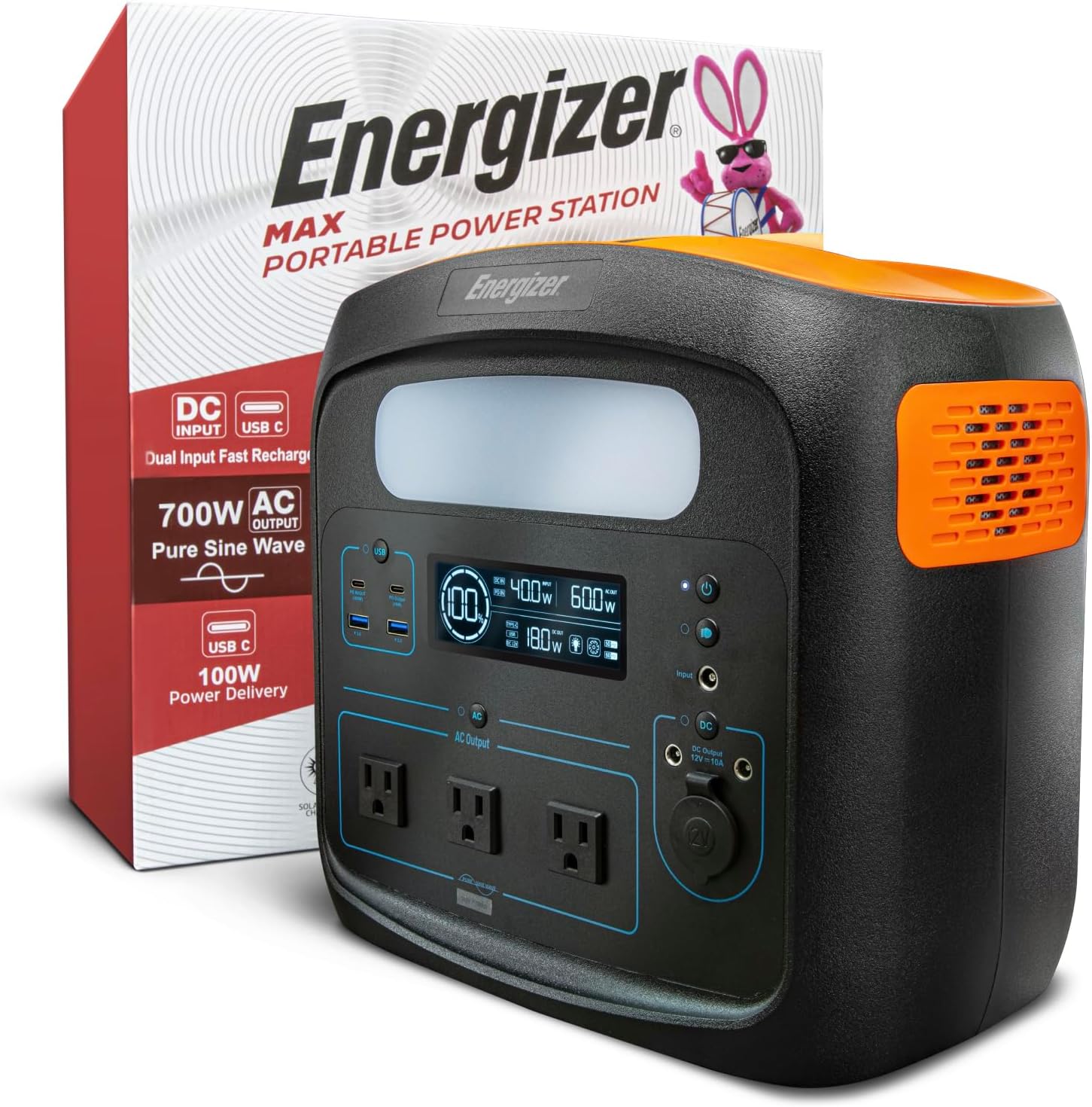 Energizer Portable Power Station Solar Generator 960W with LiFePO4 Battery, 110V/700W Pure Sine Wave AC Outlet, USB-C PD 100W, for Outdoor Use, Home Emergency, Power Outages, RV, Camping, CPAP