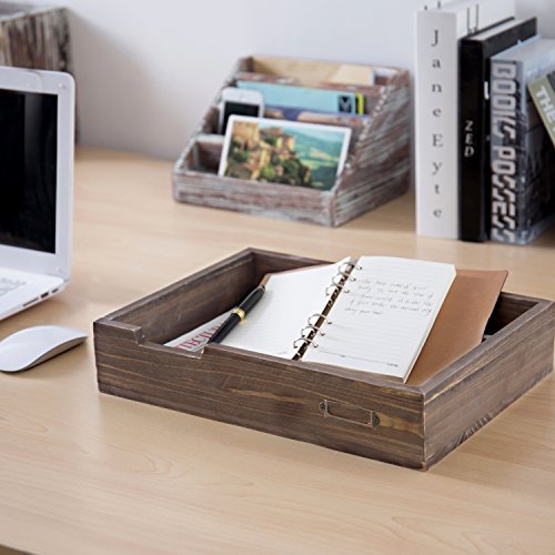 Set of 2 Ash Gray Wood Office Desktop Document Letter Paper Trays, Stackable Decorative Multipurpose File Organizer