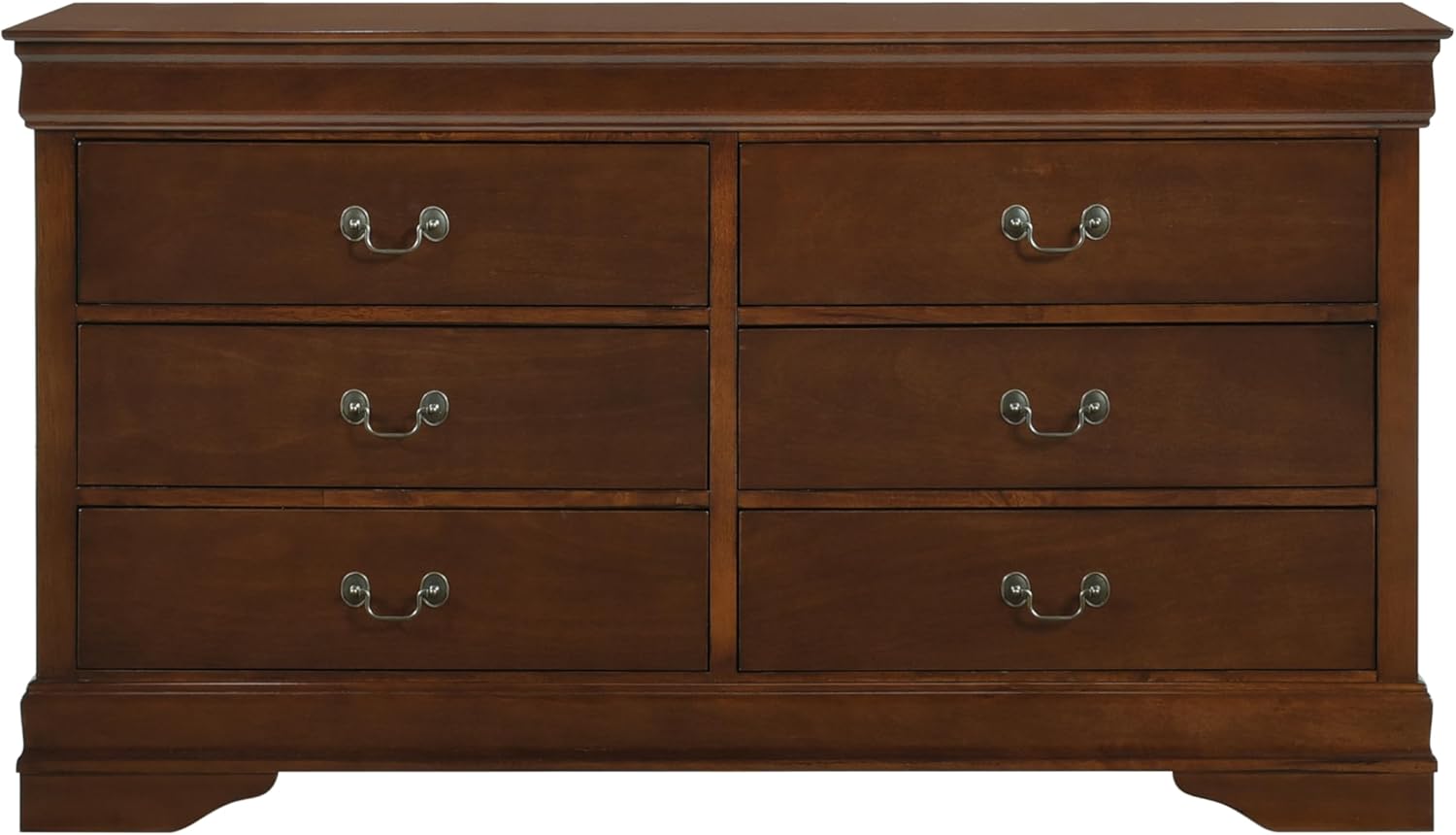 Traditional Design Brown Cherry Finish Dresser 1pc Louis Phillipe Style Classic Bedroom Furniture