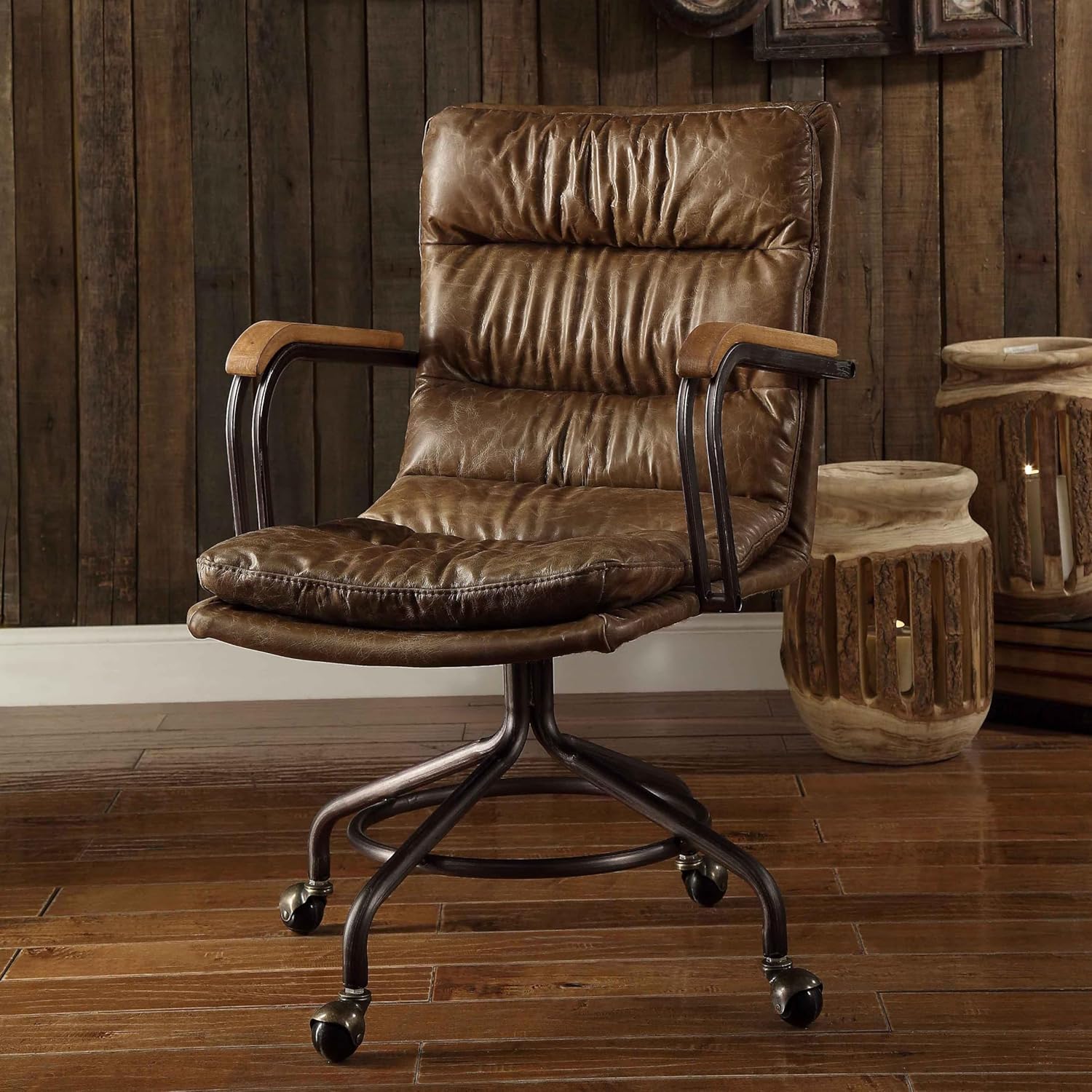 Vintage Whiskey Swivel Office Chair with Casters
