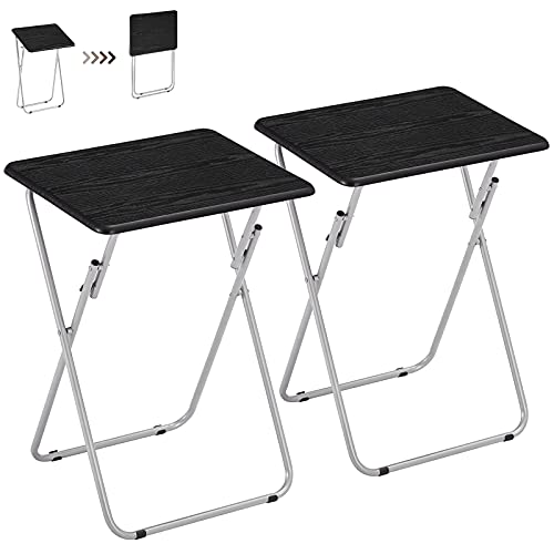 AINGOO TV Trays Set of 2, Folding Snack Tables No Assembly Required, TV Trays for Eating at Couch Sofa, Black