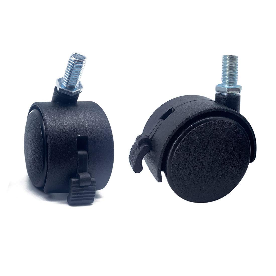 Furniture Replacement Casters,4 Pcs M8 Swivel Stem Casters with Locking Brake, 5/16 Inch Stem Diameter