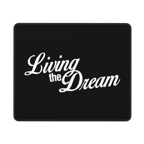 Living The Dream Mouse Pad Rectangle Gaming Mousepad Square Desk Mat Stitched Edges 10 X 12 Inch for Home Office