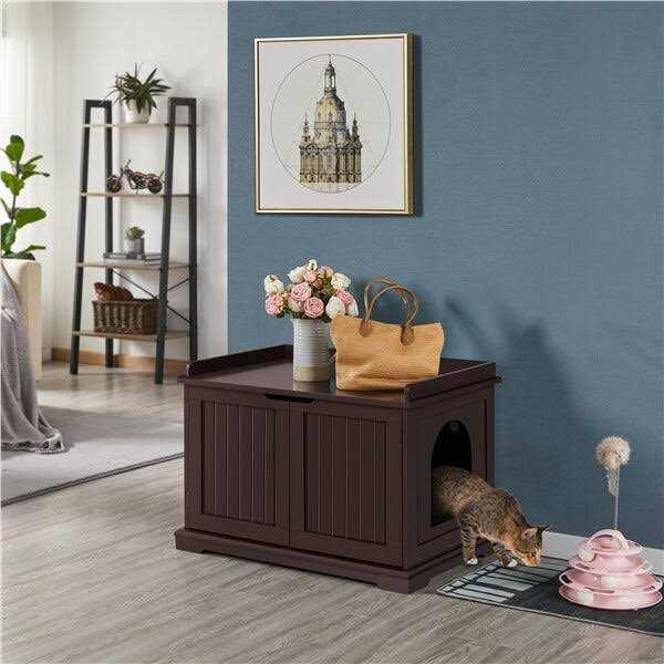 Yaheetech Cat Litter Box Enclosure Wooden Storage Side Table - Pet Supplies online store