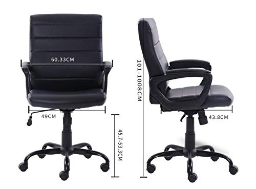 Conference Pu Chair Easy to Clean Chair Computer Desk Chair Staff Chair Office Chair Reception Chair (Black)