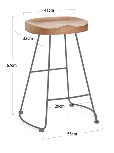 Set of 2 American Elegant Retro Country Style Bar Chair, Modern Fashion Simple Bar Stool, Mid Century Dining Wooden Chair High Stool, 26.8 inches（Black Walnut）