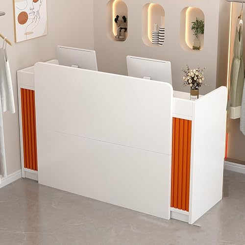 Standing Front Desk, Front Desk Reception Counter with USB Port, Reception Desk for Office with Lockable Drawer