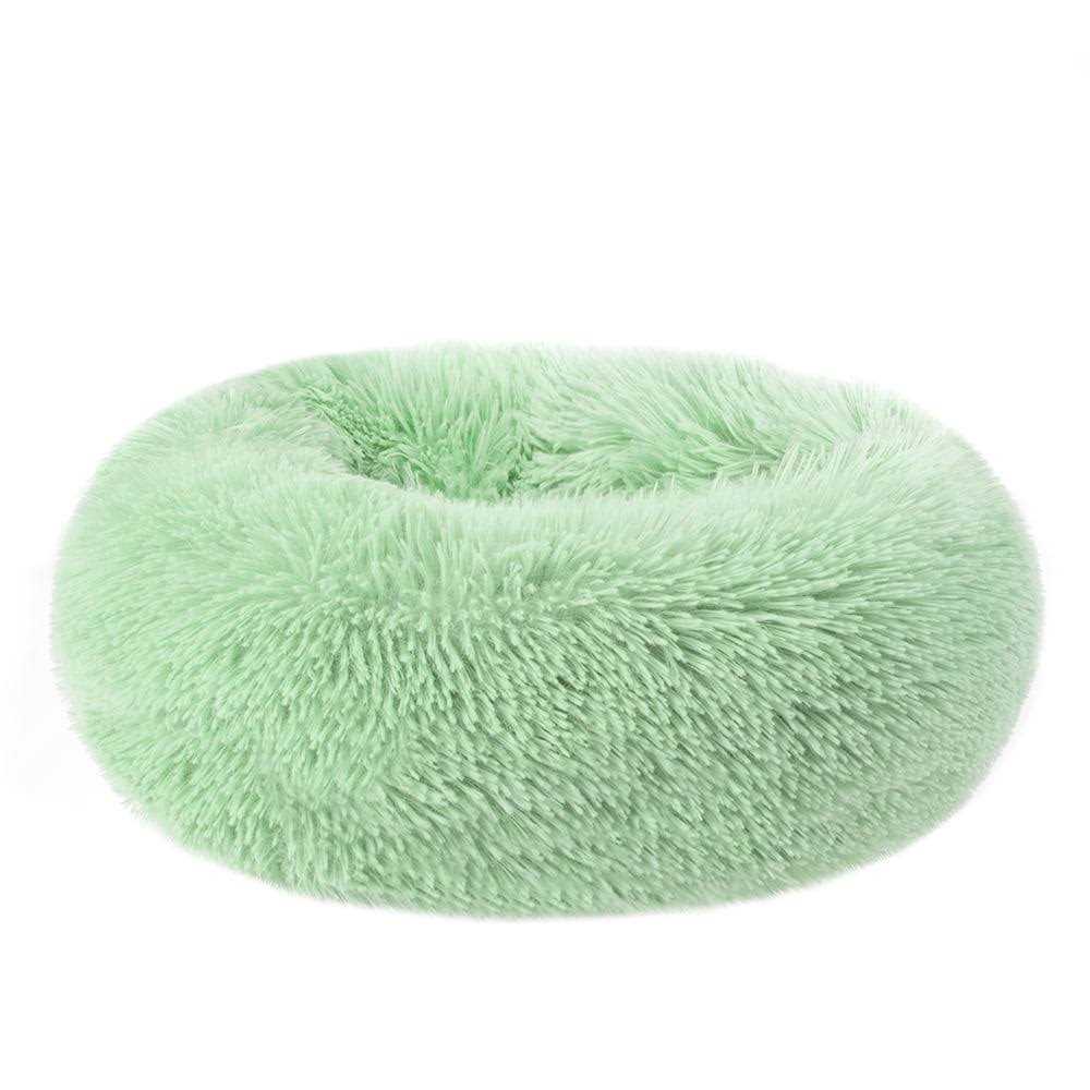 Round Plush Pet Bed for Dogs & Cats,Fluffy Soft Warm Calming Bed Sleeping Kennel Nest - Pet Supplies online store