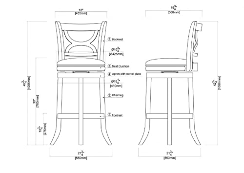Boraam Florence Counter Height, Buttercream, Buttermilk