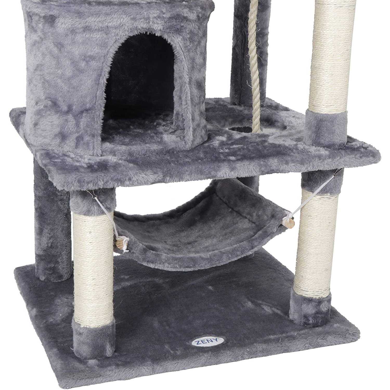 Zeny 57-in Cat Tree & Condo Scratching Post Tower Kitten Activity Play House - Pet Supplies online store