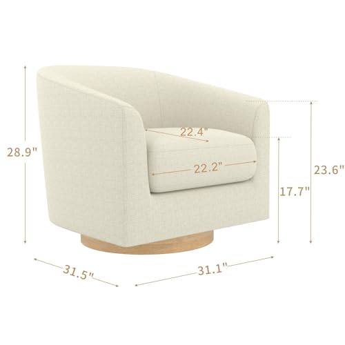 MUUEGM Swivel Accent Chair Armchair, Round Barrel Chairs Linen Fabric for Living Room Bedroom Walnut Brown