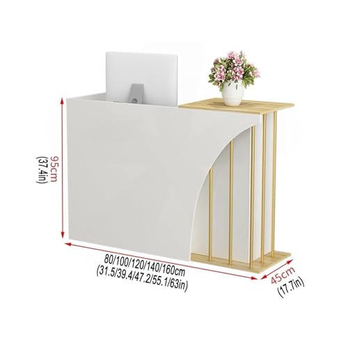 Reception Desk, Front Counter Desk with Lockable Drawers, Multifunctional Standing Front Desk,Modern Retail Counter, Wooden Computer Desk Reception Table, for Home Office Salon Spas and Lob