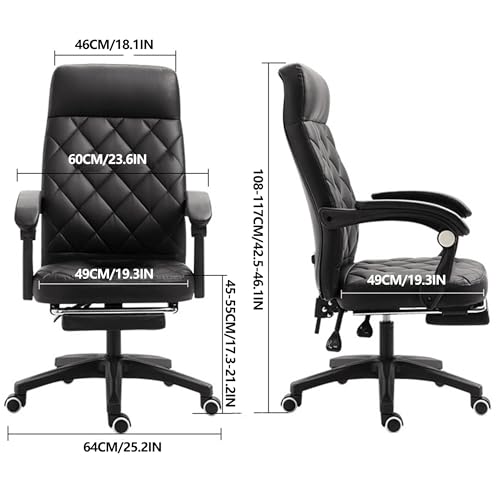 Ergonomic Office Gaming Desk Computer Chair-Adjustable,Reclining,Swivel Comfortable Black Work Pc Chair with Footrest,Massage for Home,Study,Working,Executive,living,bedroom (Brown)