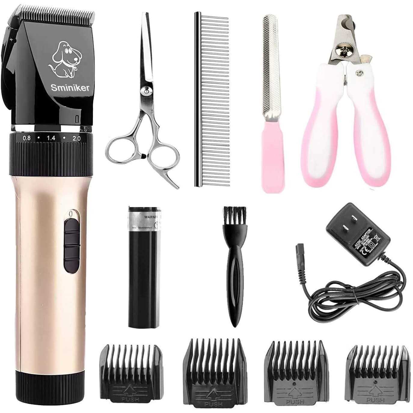 Sminiker Low Noise Cat and Dog Clippers Rechargeable Cordless Pet Clippers Grooming Kit with Storage Bag 5 Speed Professional Animal Clippers Pet Gro - Pet Supplies online store