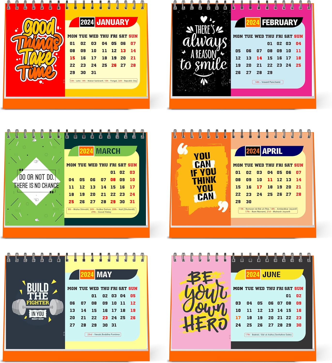 ESCAPER Good Things 2022 Designer Calendar 2022 Desk Motivational (A5 Size - 8.5 x 5.5 inch - 12 Pages Month Wise) | Table Calendar 2022 with quotes | Desk Calendars 2022 | New Year Calendars 2022