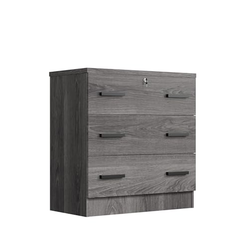 Cindy Wooden 3 Drawer Chest Bedroom Dresser (Grey)