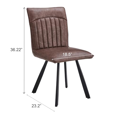 Warmiehomy Mid Century Modern Chairs Set of 2, Faux Leather Vintage Dining Room Chairs, Comfy Accent Chairs for Vanity Kitchen Dining Room Living Room Bedroom Lounge Antique Brown