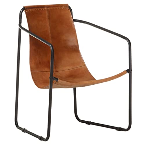 Relaxing Armchair Brown Real Leather,Vintage Leather Armchair for Ultimate Comfort and Durability Living Room Furniture