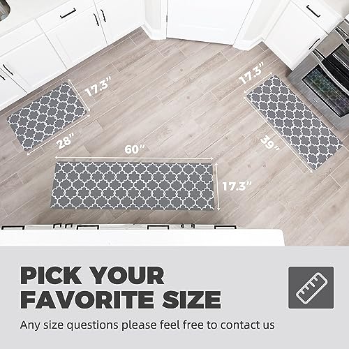 KOKHUB Kitchen Mat, Washable Kitchen Mats for Floor, 1/2 Inch Thick Comfortable Anti Fatigue Standing Desk Mat, Grey Kitchen Runner for Home, Sink, Office-17.3