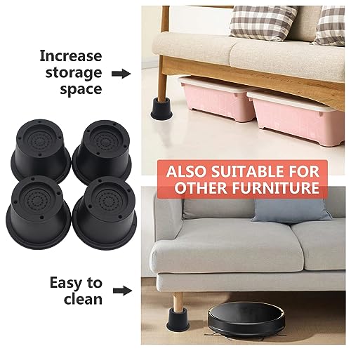 6 Pack Furniture Risers Black Bed Risers 2 inch, Bed Lifts Risers for Sofa, Couch, Desk, Heavy Duty Bed Frame Risers Table Leg Extenders Supports Up to 1,300 Lbs