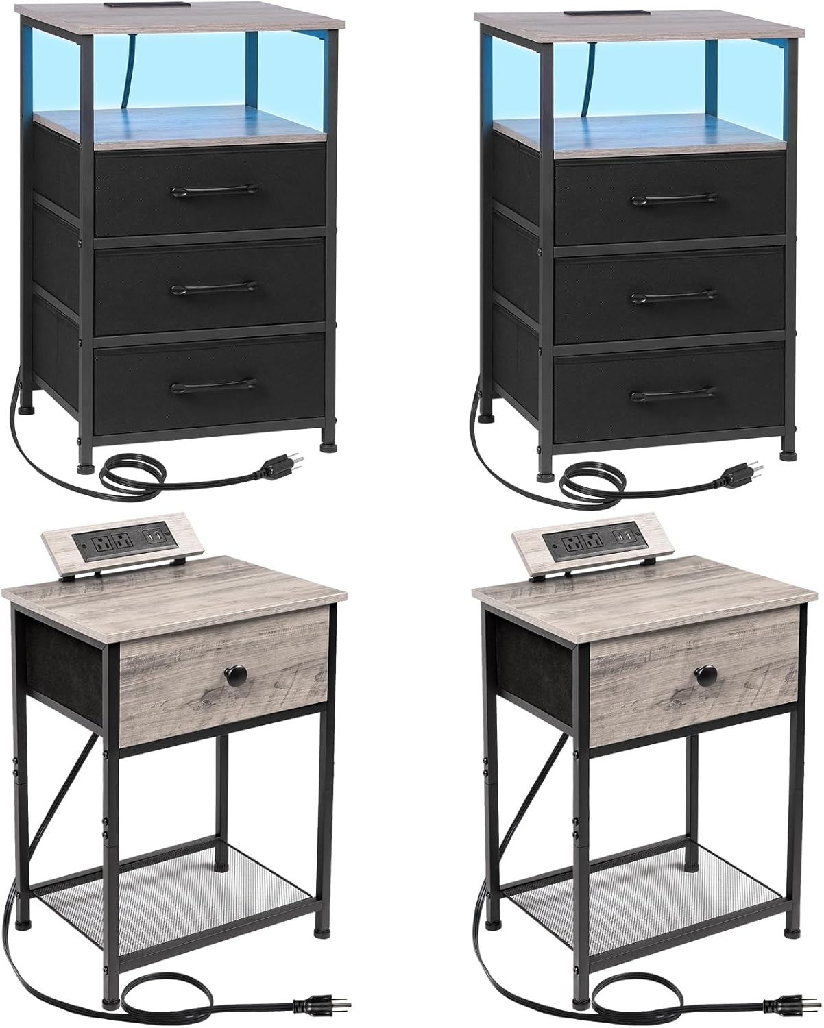 Nightstands Set of 2 with Charging Station