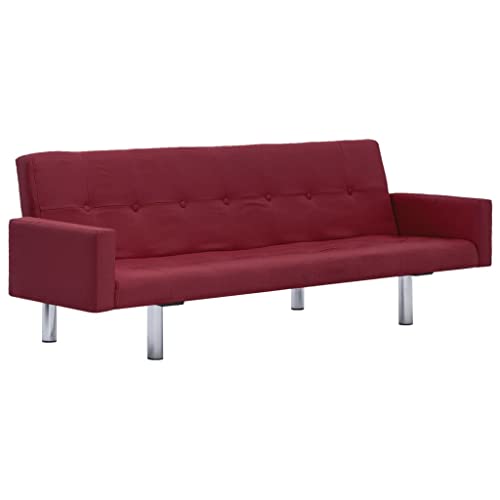 Sofa Bed,Comfy Sectional Sofa, Sectional Sofa Furniture for Living Room Lounge, Minimalist Style Comfy Sofa Couch for Bedroom,Office with Armrest Wine Red Fabric