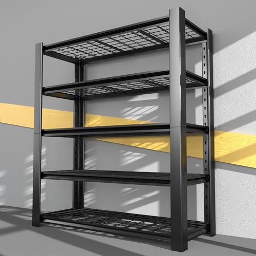 5-Tier Heavy Duty Garage Shelving Unit with Wire Shelves,3000 LBS Capacity Metal Storage Rack 76