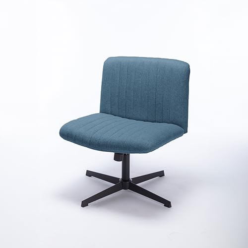 Criss Cross Desk Chair No Wheels, Fabric Padded Armless Wide Seat, Office Chair with Ergonomic Backrest, Chair for Office, Home, Make Up,Small Space, Bed Room
