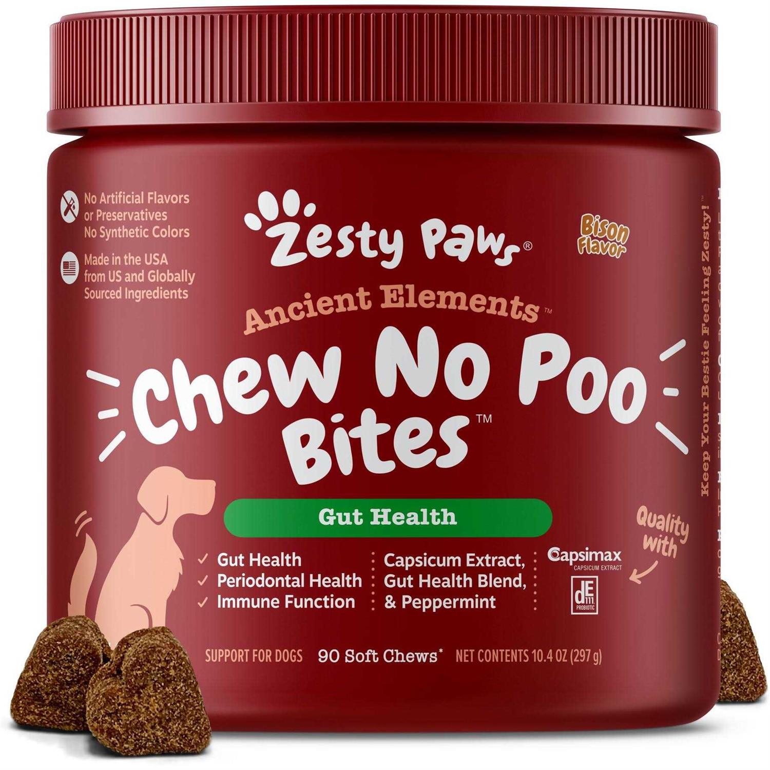 Zesty Paws Ancient Elements Chew No Poo Bison Flavored Soft Chews Stool Eating Deterrent Supplement for Dogs - Pet Supplies online store